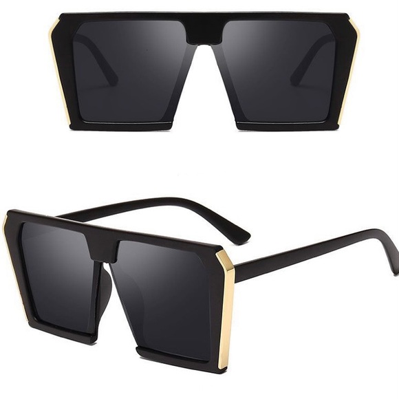 🕶SEXY🕶LUXURY BLACK WITH GOLD TRIM TRENDY SUNNIES - Picture 3 of 6